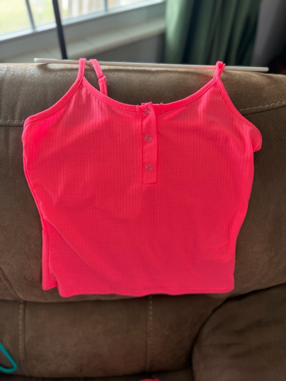 SHEIN Neon Pink Ribbed Camisole with Front Snap Placket